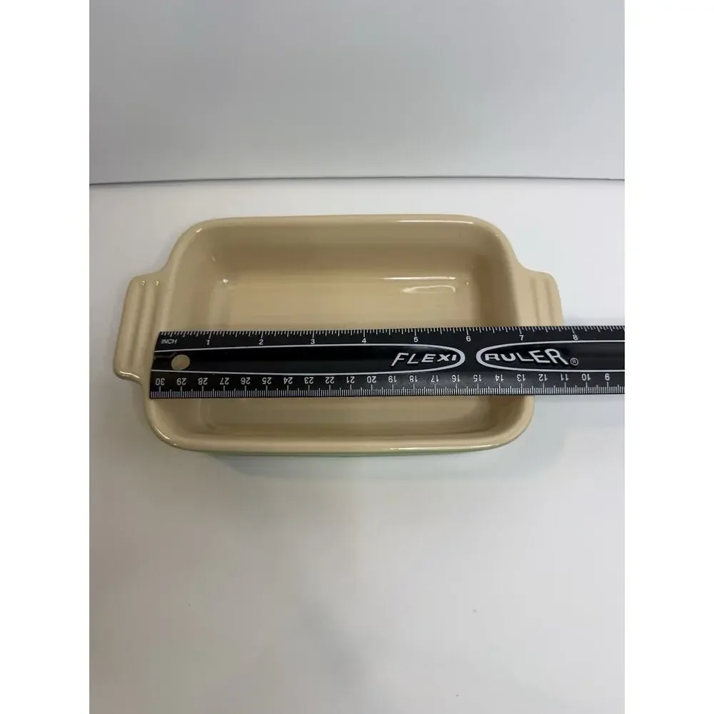 Vintage Le Creuset Stoneware Rectangular Baking Dish Green Ombre 8” EUC